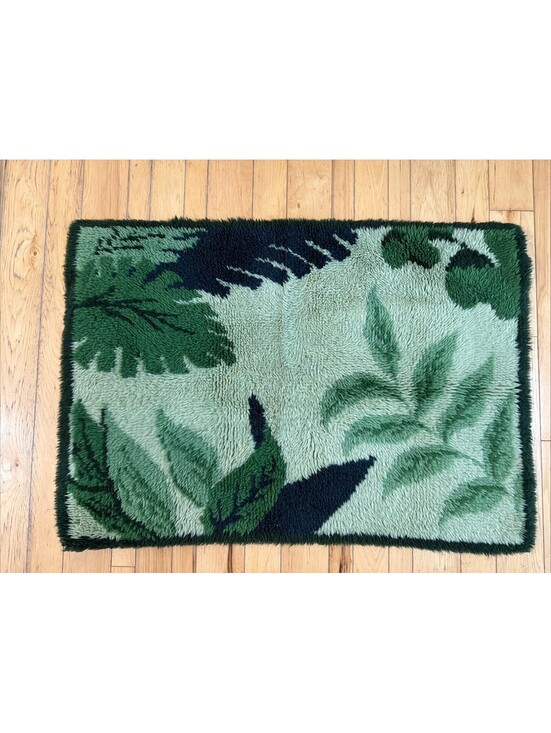 Other - Vintage MCM Latch Hook Rug Shag Tropical Palm Leaf Green Boho 1970s Retro  27x39